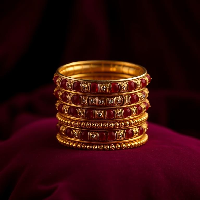 Stack of bridal gold bangles